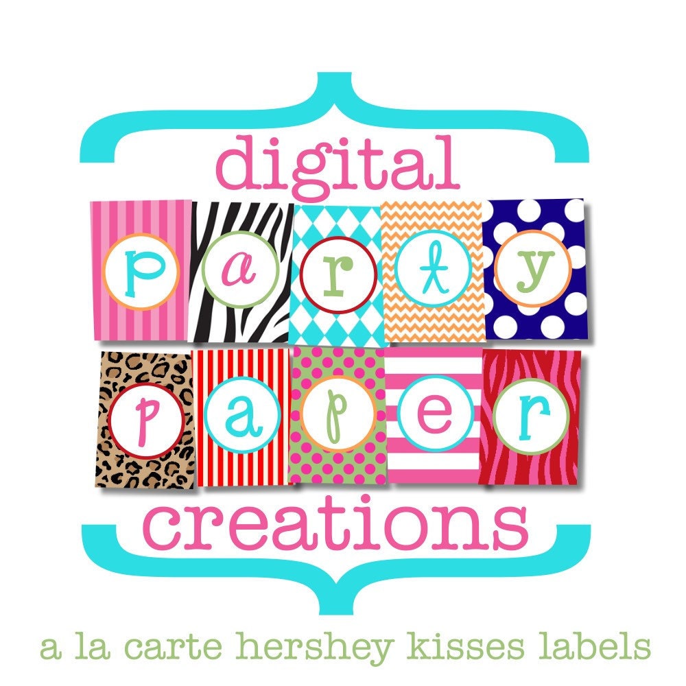 Printable Hershey Kisses Labels Collage Sheet from Party Paper Creations Shop - A la carte listing Il_570xn