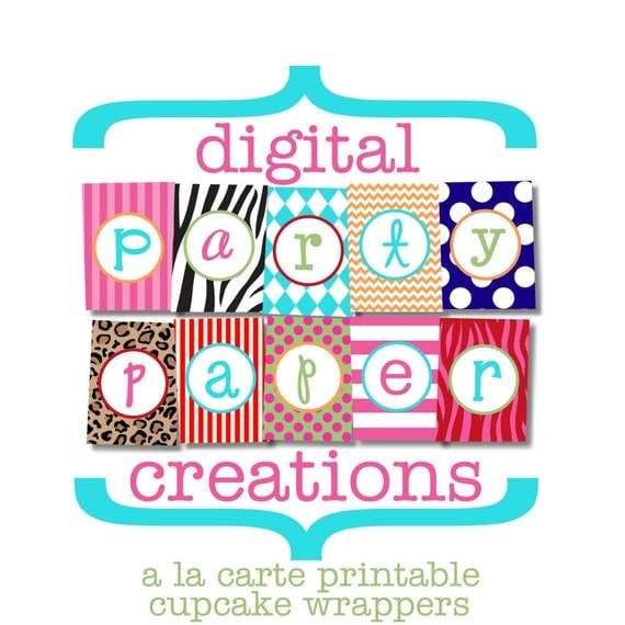 Printable Cupcake Wrappers from Party Paper Creations Shop - A la carte listing Il_570xn