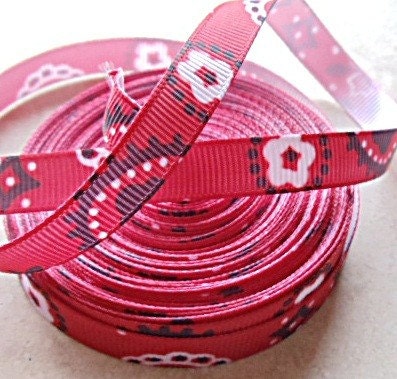Red Bandana print on 3/8" grosgrain ribbon Il_170x135