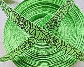 Halloween Black spider webs printed on bright green 3/8" grosgrain ribbon Il_170x135