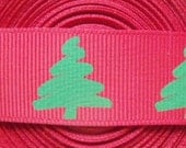 Green Christmas trees on red 7/8" grosgrain ribbon Christmas Il_170x135