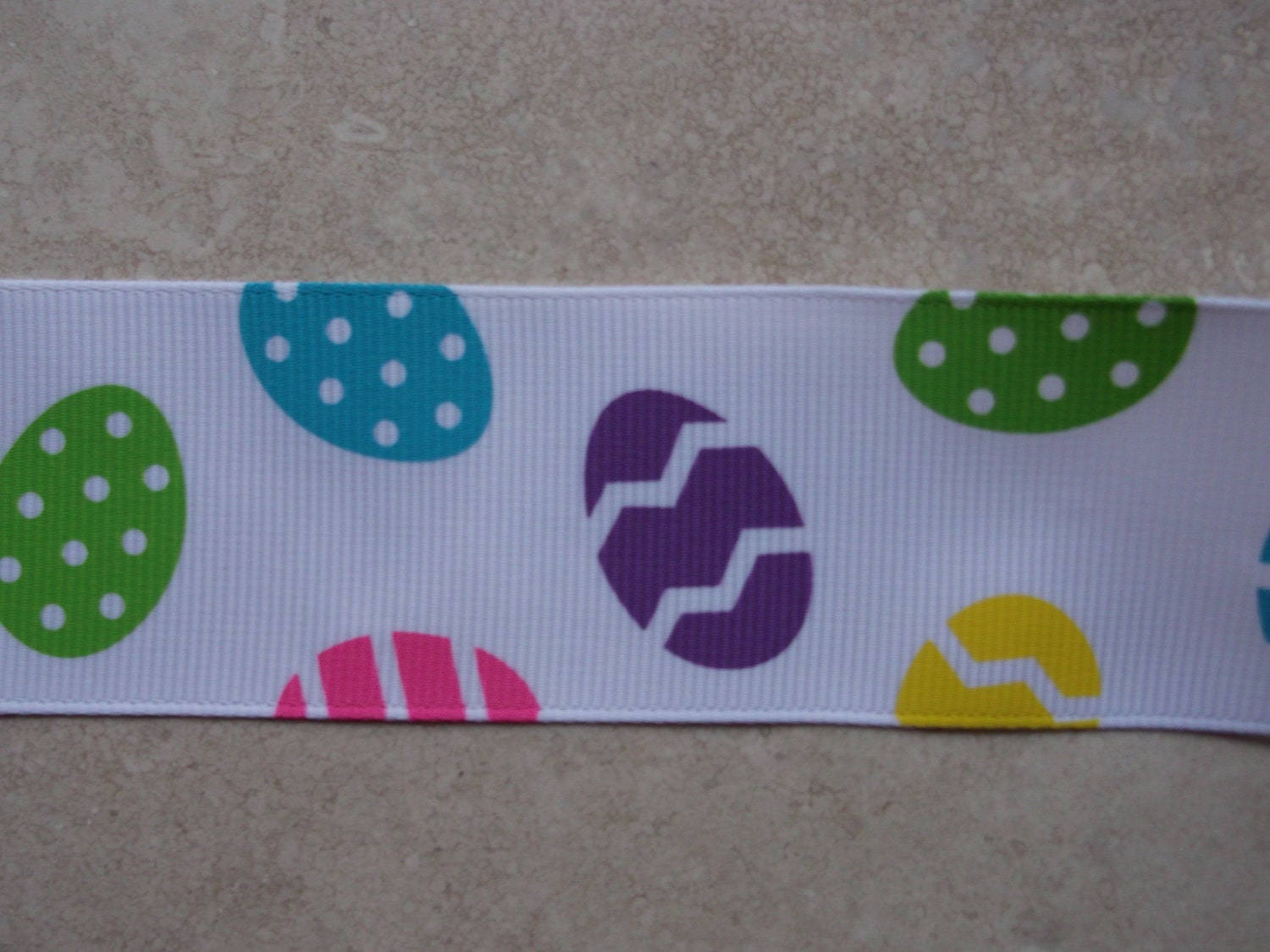 Bright Easter Eggs on white 1 1/2" grosgrain ribbon- Easter Il_170x135