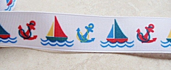 Sailing Away 7/8 inch grosgrain ribbon Il_570xn