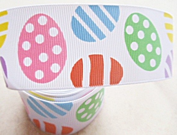 Pastel Easter Eggs 1.5" grosgrain ribbon Il_570xn