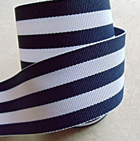 Classic navy blue and white Taffy striped 1 1/2" grosgrain ribbon wedding/shower/nautical/preppy/classic Il_570xn