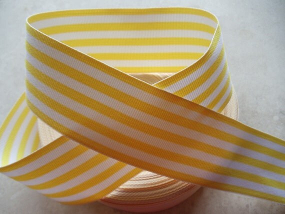 Classic yellow and white Classic striped 1 1/2" grosgrain ribbon Il_570xn