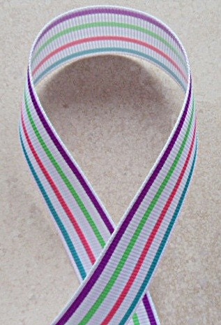 Purple, green, hot pink & turquoise striped 7/8 inch grosgrain ribbon Il_570xn