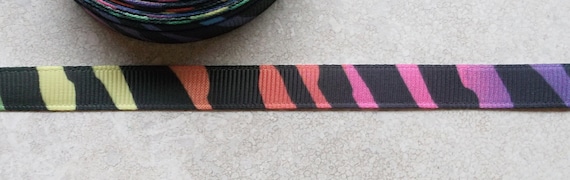 Rainbow Zebra/Tiger striped Print 3/8" grosgrain ribbon Il_570xn