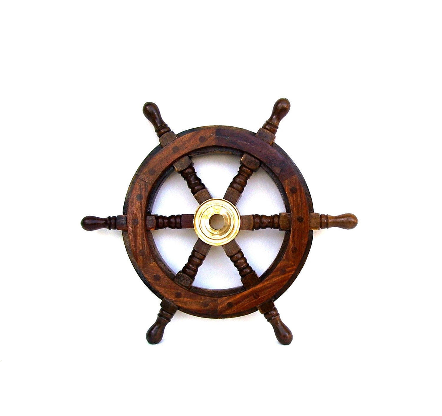 Vintage Ships Wheel Wooden Nautical Maritime Home Decor