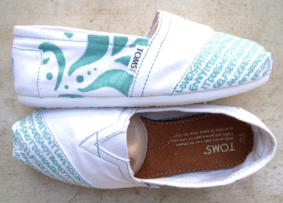 The Tiffany - Teal and White Custom TOMS