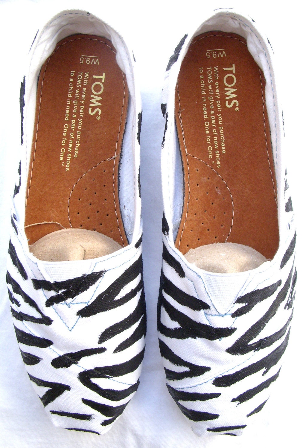 Zebra Print custom made on White TOMS