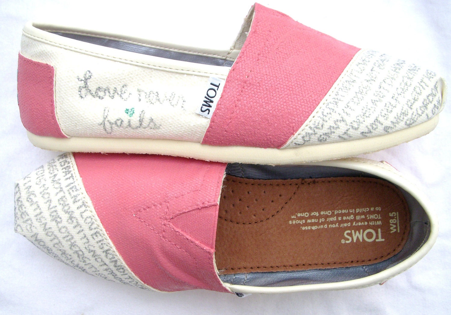 The Ariel - Coral Painted on Ivory Glitter TOMS