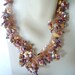 Crocheted Necklace of Super Fine Copper Wire and Mookaite in a Ruffled Design