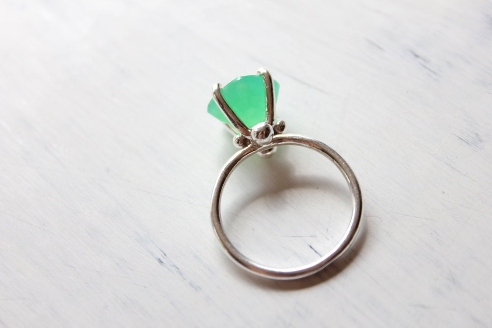 Chrysoprase ring, sterling silver, mint, seafoam, green, cocktail ring, summer - The Bliss Ring
