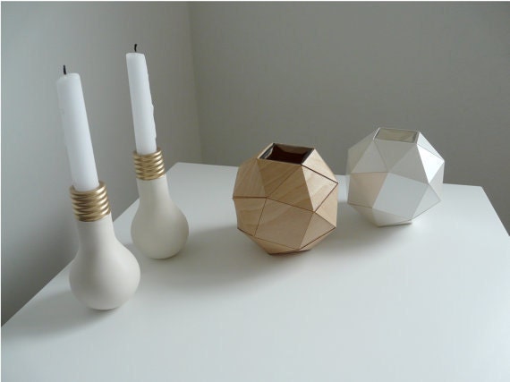 Pearl Polyhedron Paper Vase - Origami Inspired Design