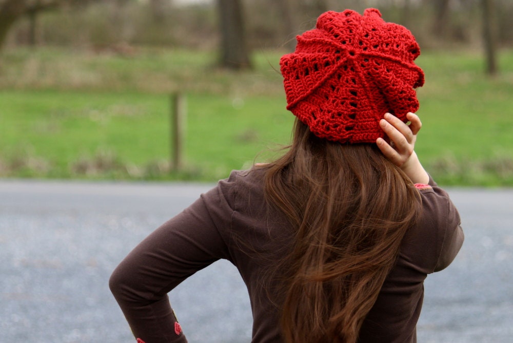 Pattern PDF for Crochet Tam, Beret, Slouchy Hat, Intermediate Skill