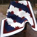 Americana Red, White, and Blue Lap Quilt: Hand Quilted 45 X 59