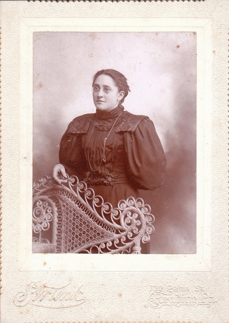 Spectacled Victorian Lady- 1800s Vintage Cabinet Photograph
