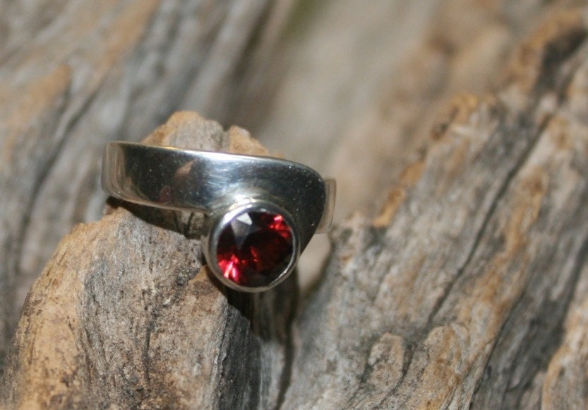 Ruby Red Garnet and Sterling Silver Ring