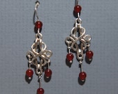 Sterling Silver Knot and Carnelian Bead Earrings
