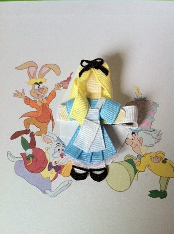 Alice In Wonderland inspired ribbon sculpture hair clip