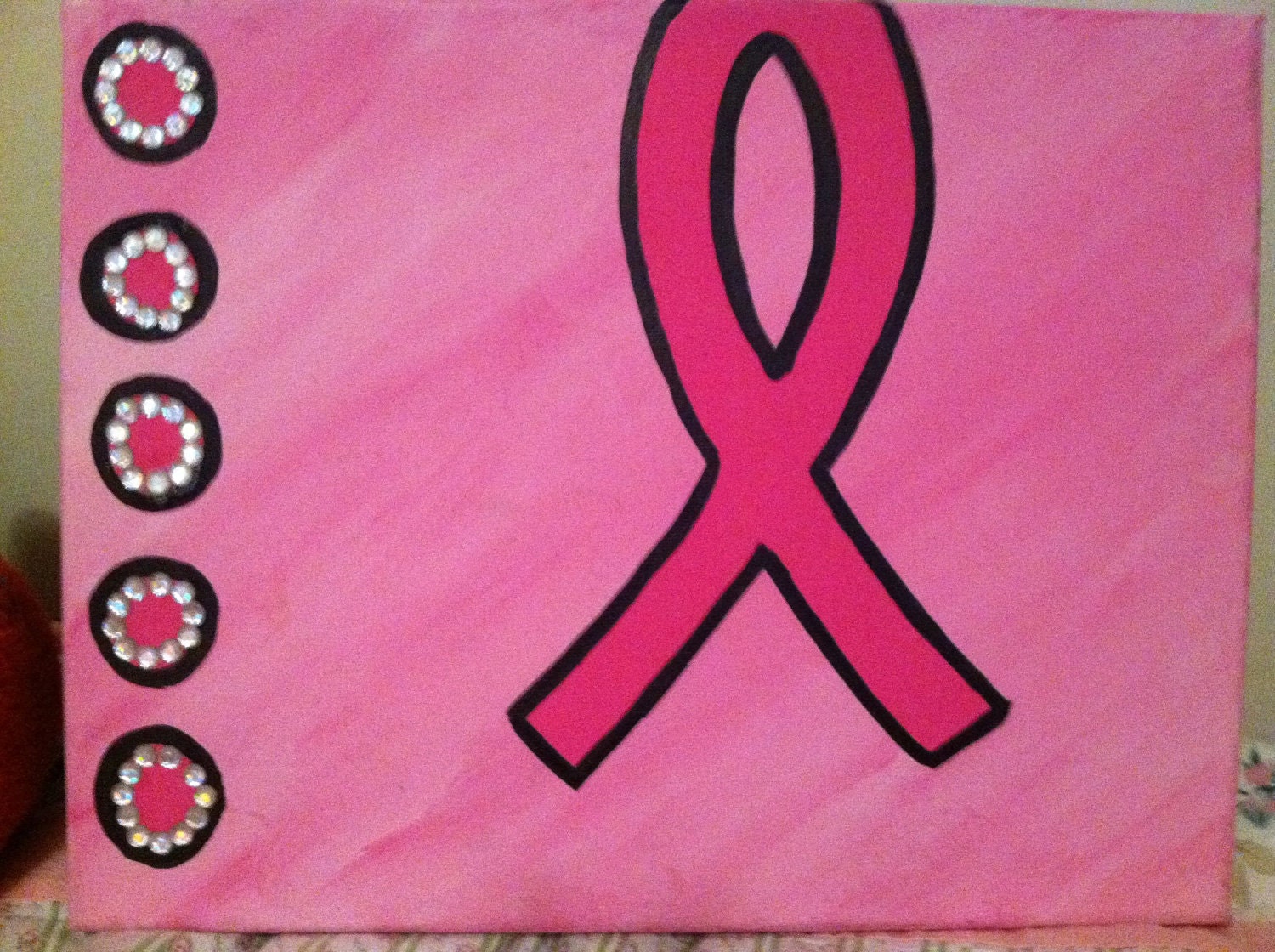 Breast Cancer Awareness Ribbon Acrylic Painting