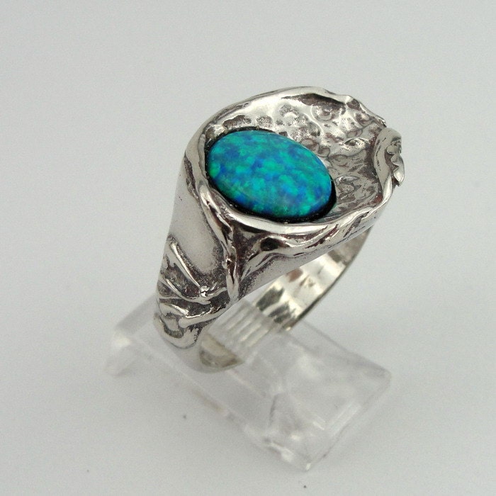 Hadar Jewelry Handcrafted Sterling Silver Opal Ring size 8 (H 1132)