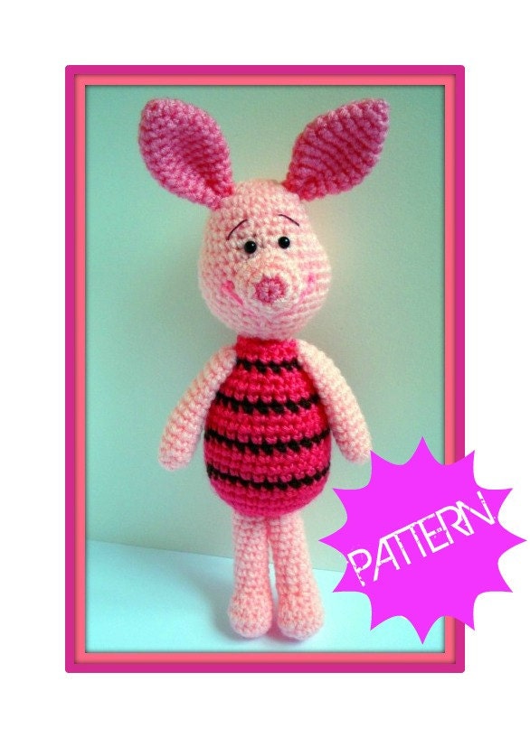 Pattern, Crochet Pattern, Amigurumi Pattern, PDF Amigurumi Piglet Crochet Pattern, Winnie the Pooh, tutorial
