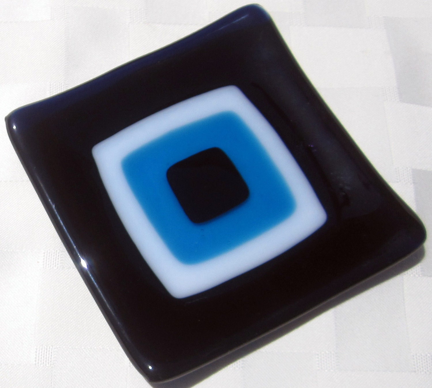 Fused Glass Dish, Blue Evil Eye