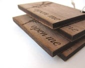 Laser Cut Wooden Gift Tags - Laser Engraved Wooden Open Me Earthy Gift Tags