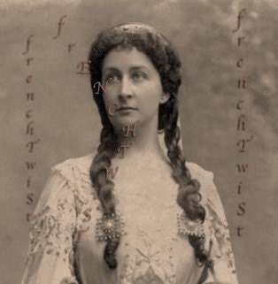 Woman with Long braids - digital scan from  antique photo