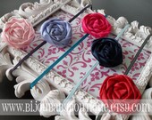 Satin Mini Rosette Flower Headbands, SET OF FIVE,  Custom Colors
