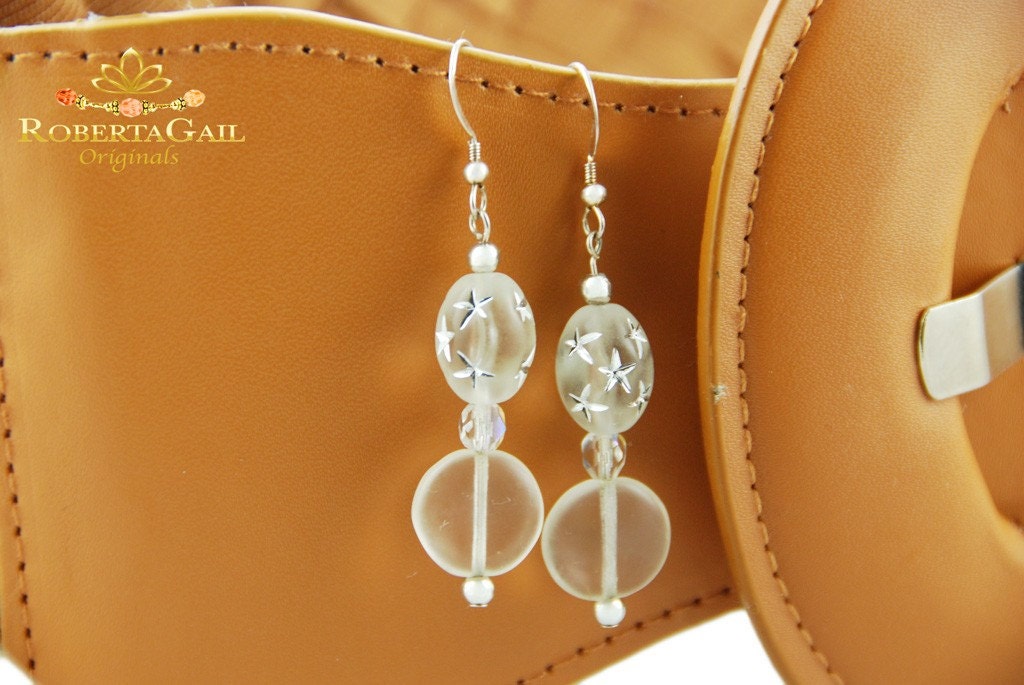 Silvery Crystal Stars Earrings