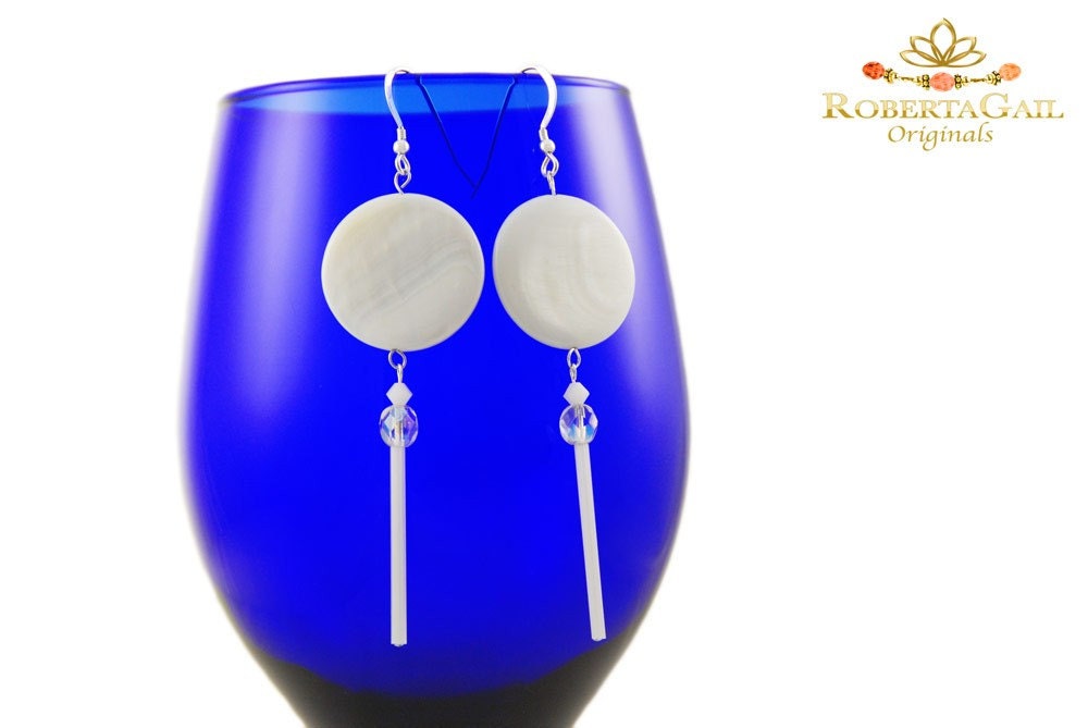 White Mother of Pearl Beaded Earrings