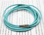 turquoise leather bracelet,wraps with silver magnetic clasp esc380