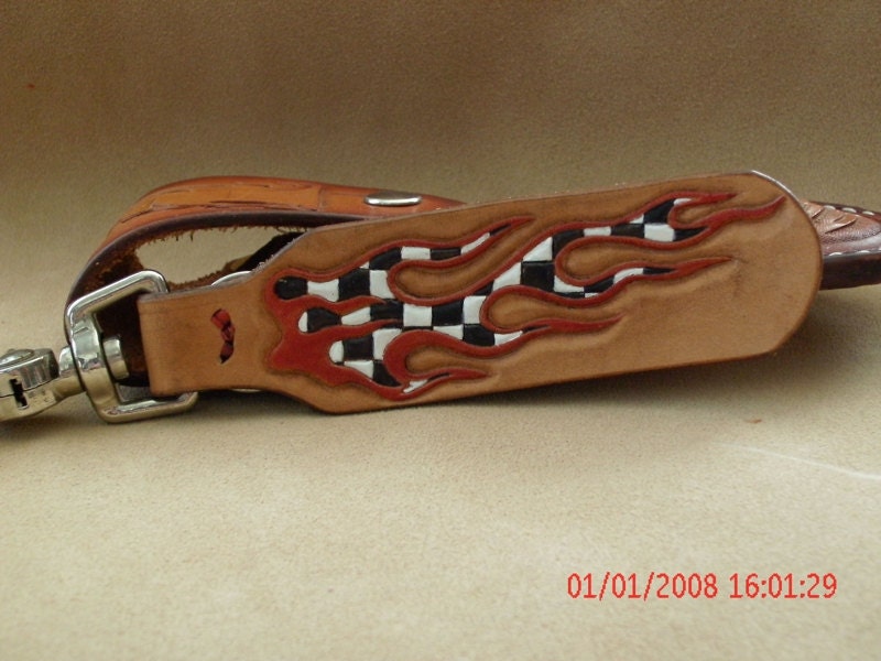 Hand tooled leather keychain