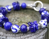 Cobalt & White Lampworking Beaded Bracelet