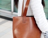 Hand Stitched Brown Leather Tote Bag (special for Judi)