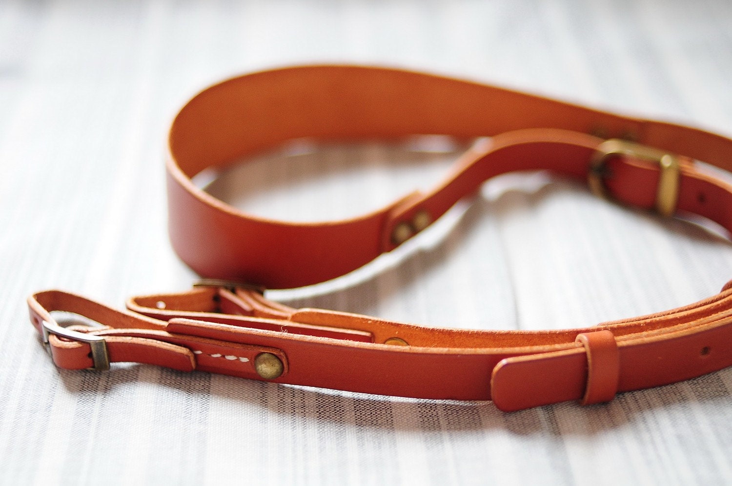 Hand Stitched Brown Leather Camera Strap