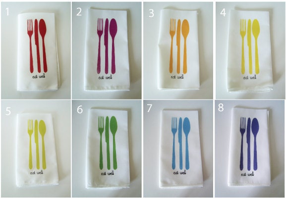 Eat Well Napkins, All of the Colors - Set of EIGHT