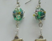 Peace and Love Dangle Lampwork Hippie Chic Earrings