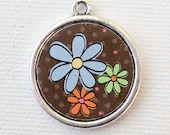 Custom Pet I.D. Tag, Daisies on Silver Double Sided Tag