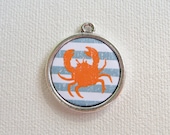 Custom Pet I.D. Tag, Nautical Crab on Silver Double Sided Tag