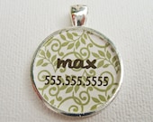 Custom Pet I.D. Tag, Leaf Swirl on Silver, Assorted Colors