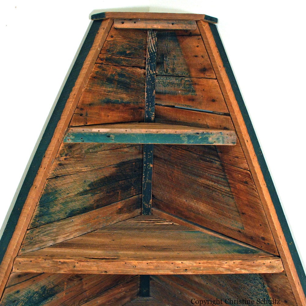 Corner Cabinet Shelves Handmade from Reclaimed Wood