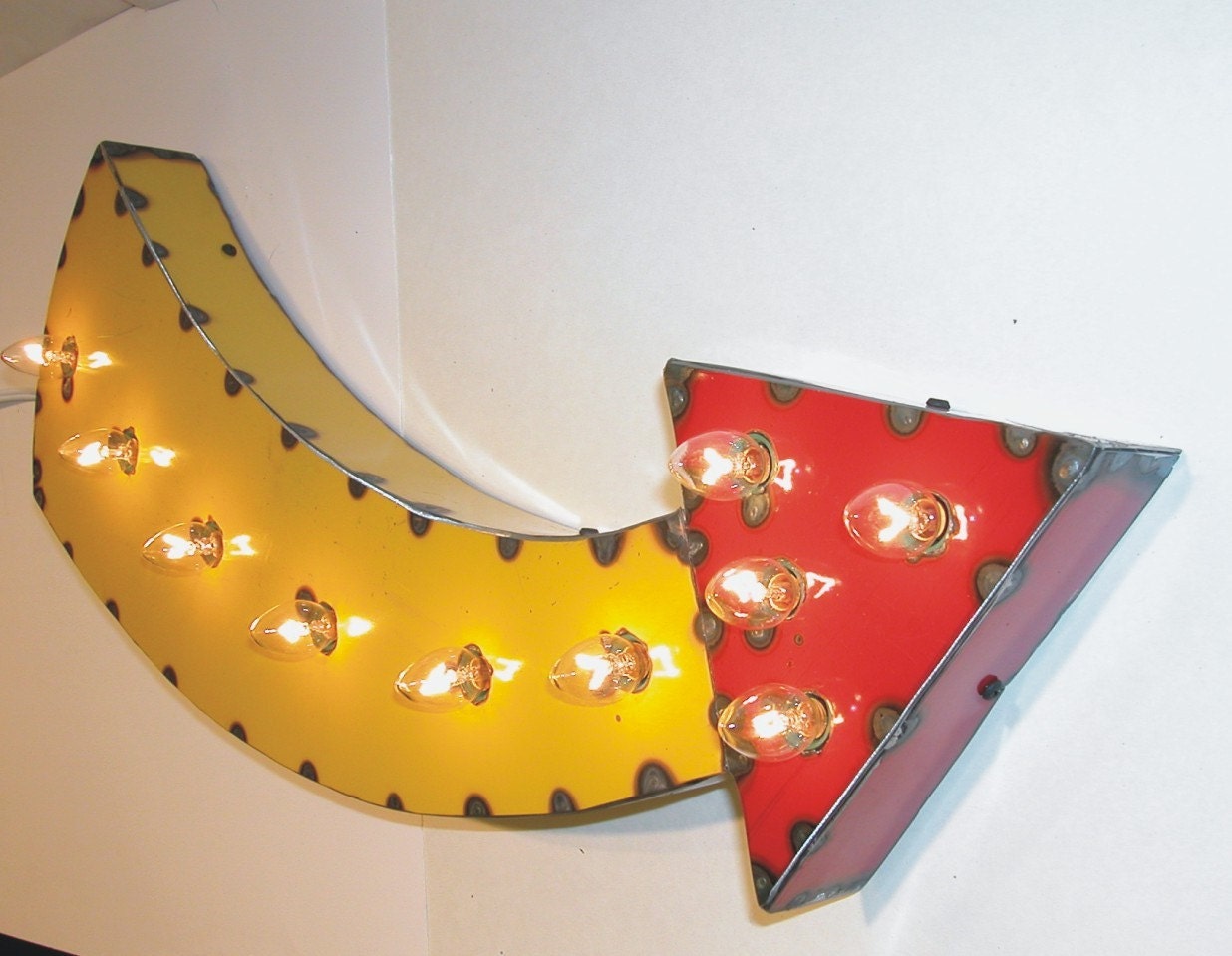 Yellow Arrow Vintage Industrial Metal Sign Letters & Lights - MLevin