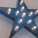 Blue Star Vintage Industrial Metal Sign with Lights