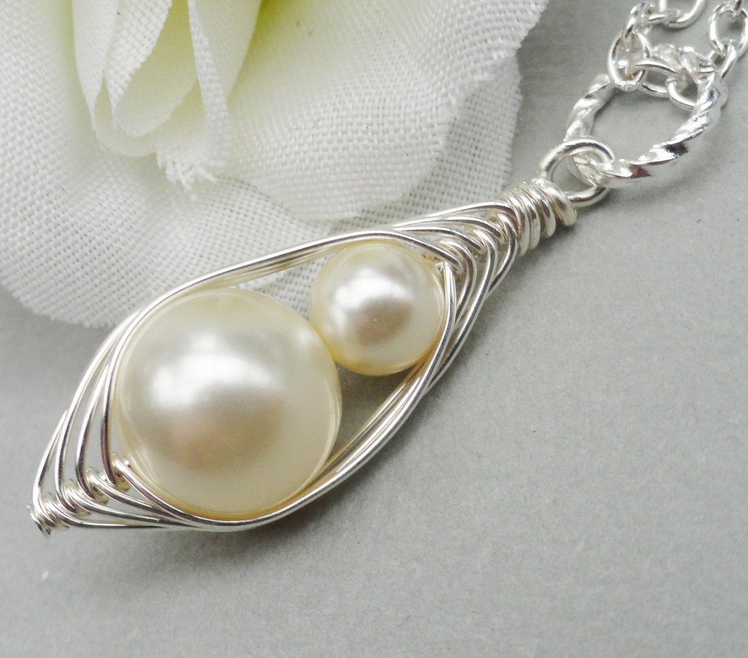 Mother And Child Pendant Swarovski Pearls Sterling Silver