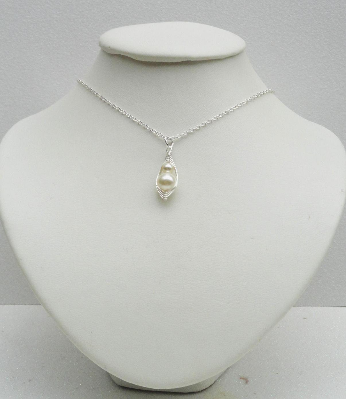 Mother And Child Pendant Swarovski Pearls Sterling Silver