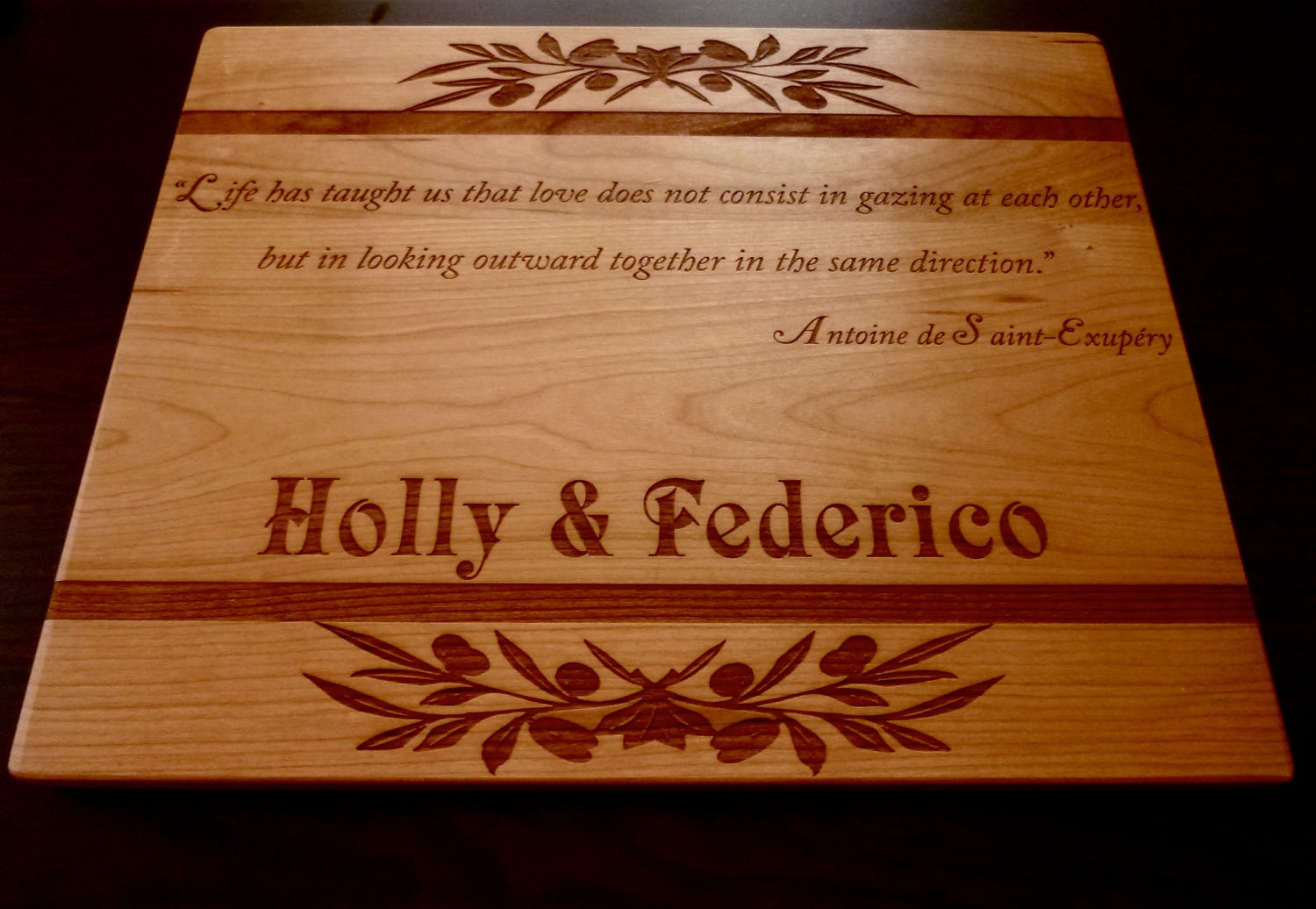 Personalized Cutting Board, Custom Engraved Cherry 12" x 15" - Personalized Wedding Gift, Anniversary Gift